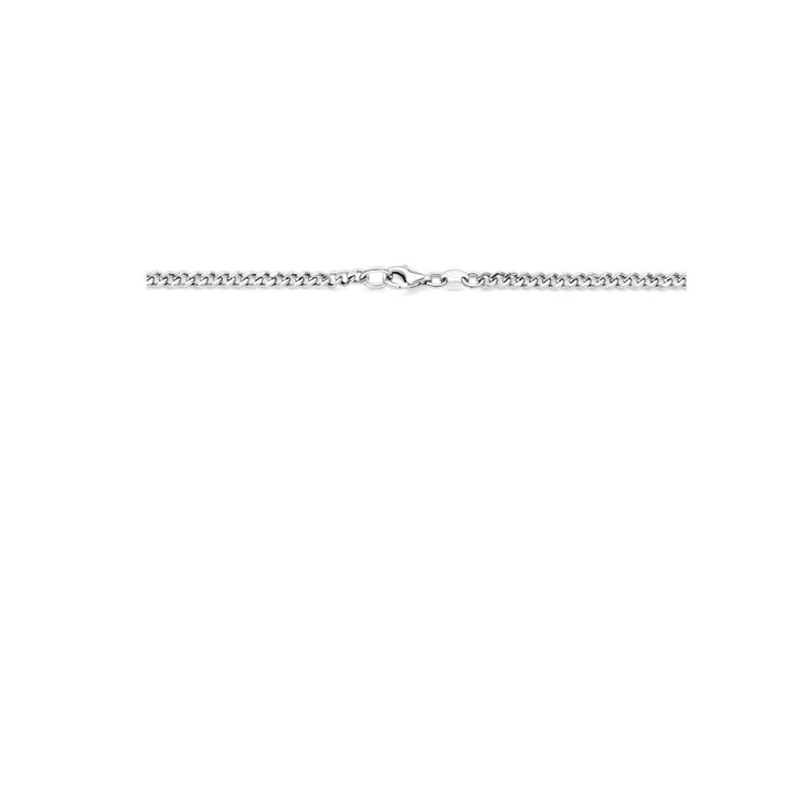 Gerhodineerd zilveren gourmette ketting met ronde connector