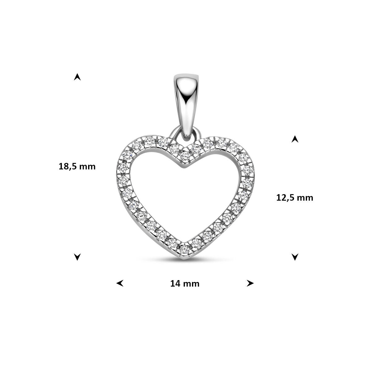 Pendentif rhodié en argent 925 avec entourage en zircone