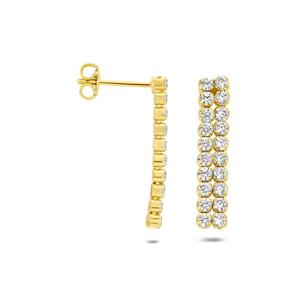 Boucles d'oreilles plaqué or en argent 925 avec zircone 24 x 5 mm