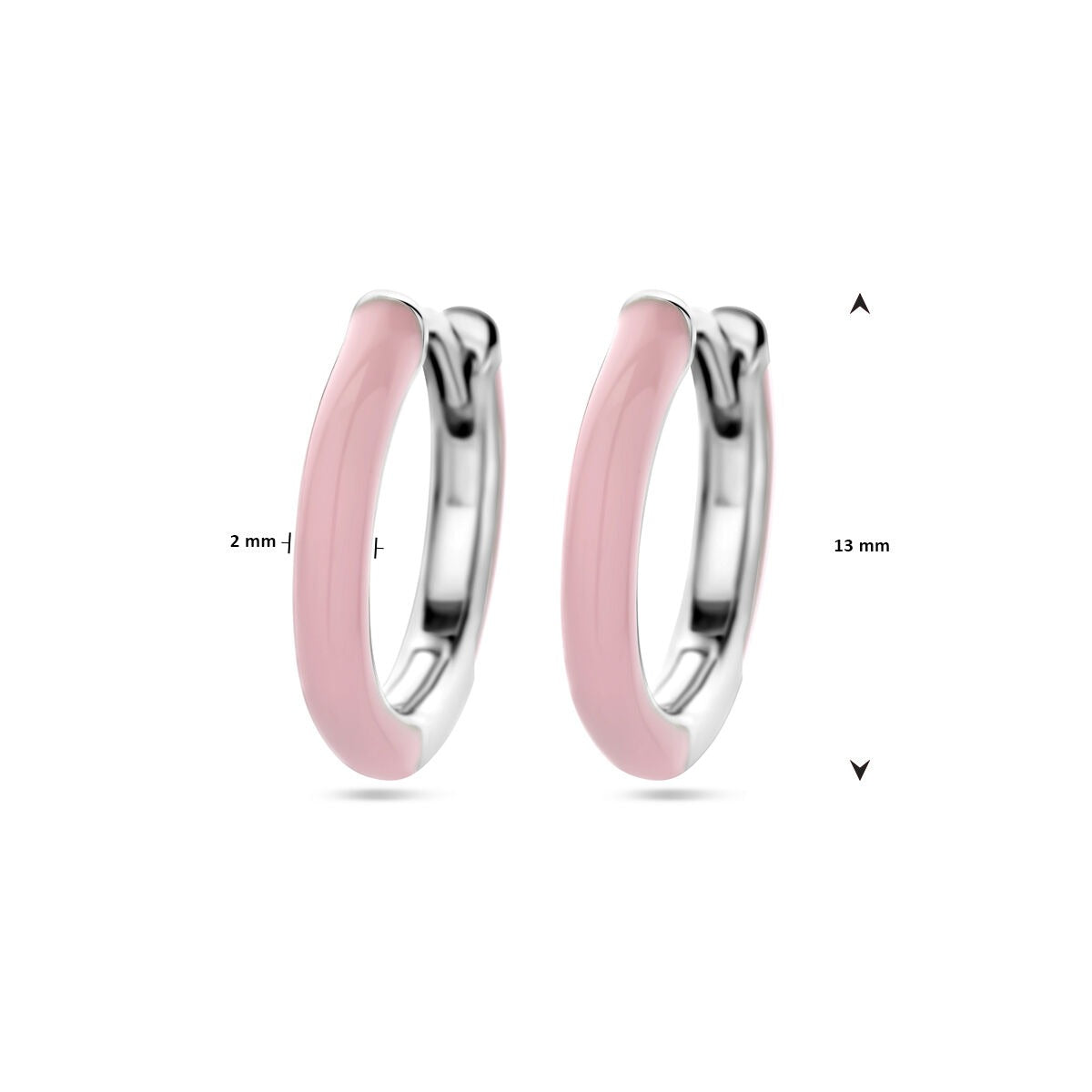 Créoles en argent rhodié avec émail rose