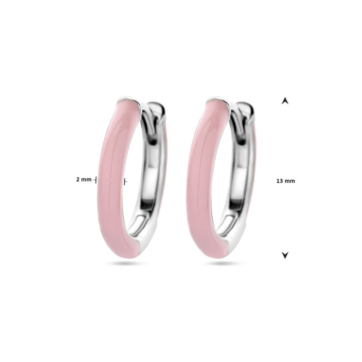 Gerhodineerd zilveren klapoorringen met roze emaille