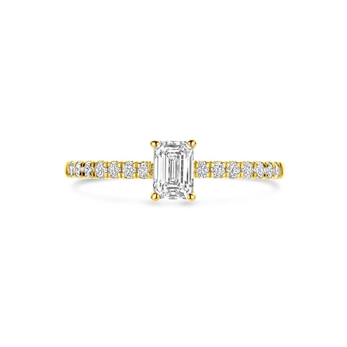 Bague en or 14k avec diamant cultivé en laboratoire – taille émeraude