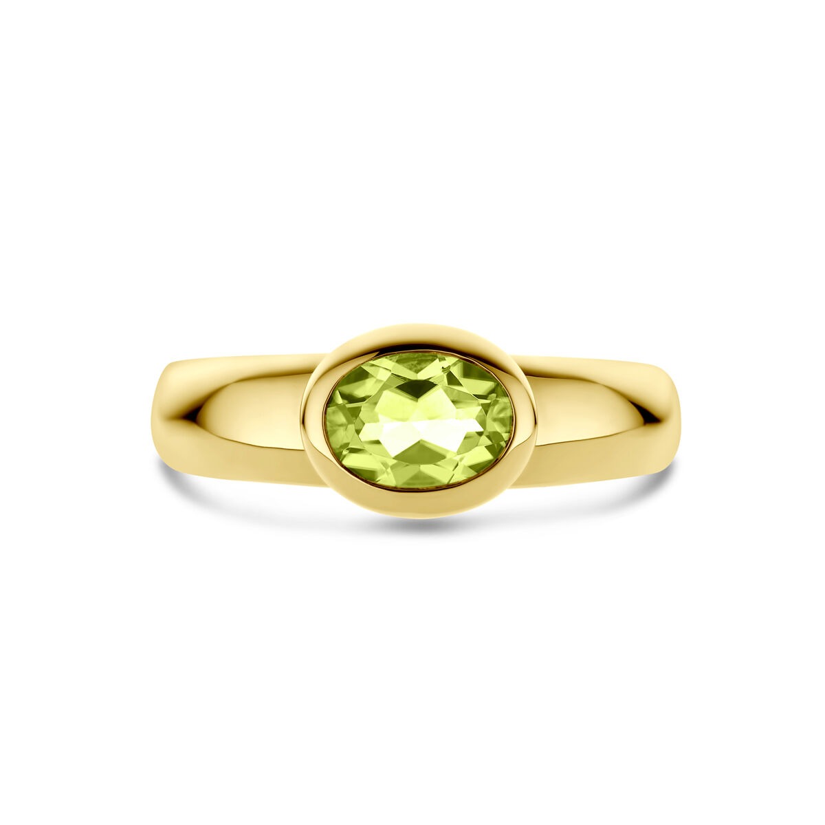 Bague en or jaune 14k avec péridot – Monture ovale 7.5x9mm