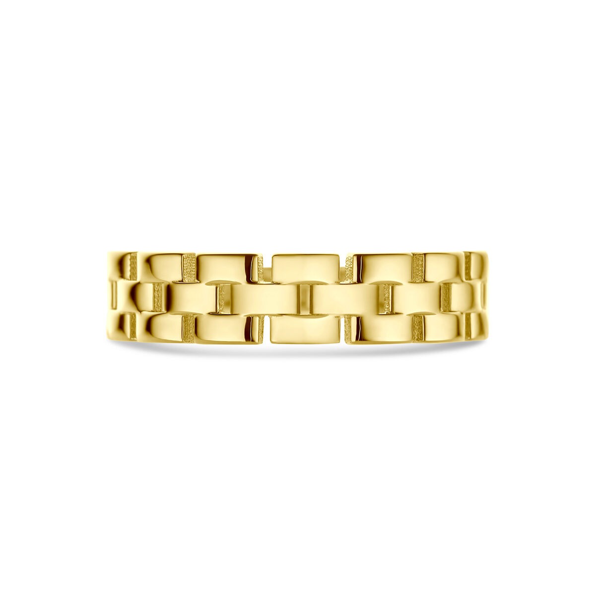 bague pour femme en or jaune 9k avec motif de maille – 4,5 mm de large