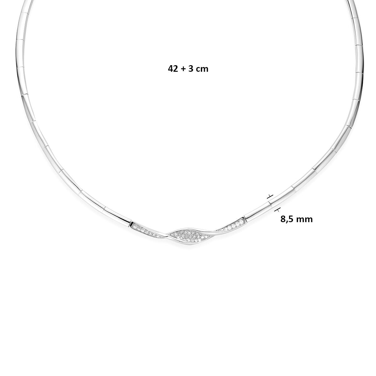 Collier en argent 925 rhodié avec zircone