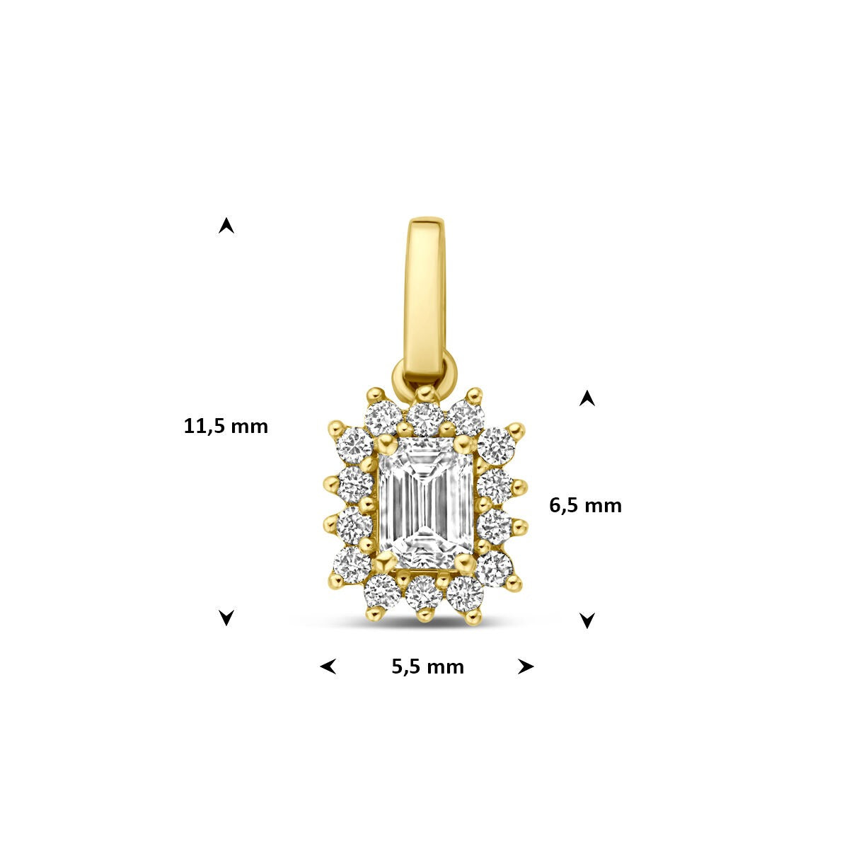 pendentif en or jaune 14k avec diamant cultivé en laboratoire