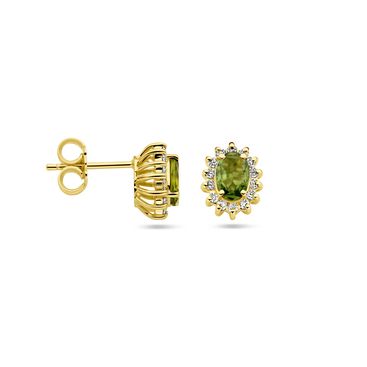 Puces d'oreilles en or jaune 14k avec tourmaline et diamant