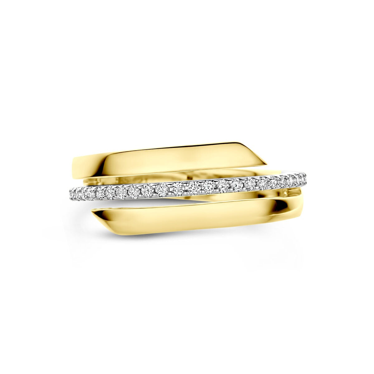 bague en or bicolore 14k avec diamant 0.21ct