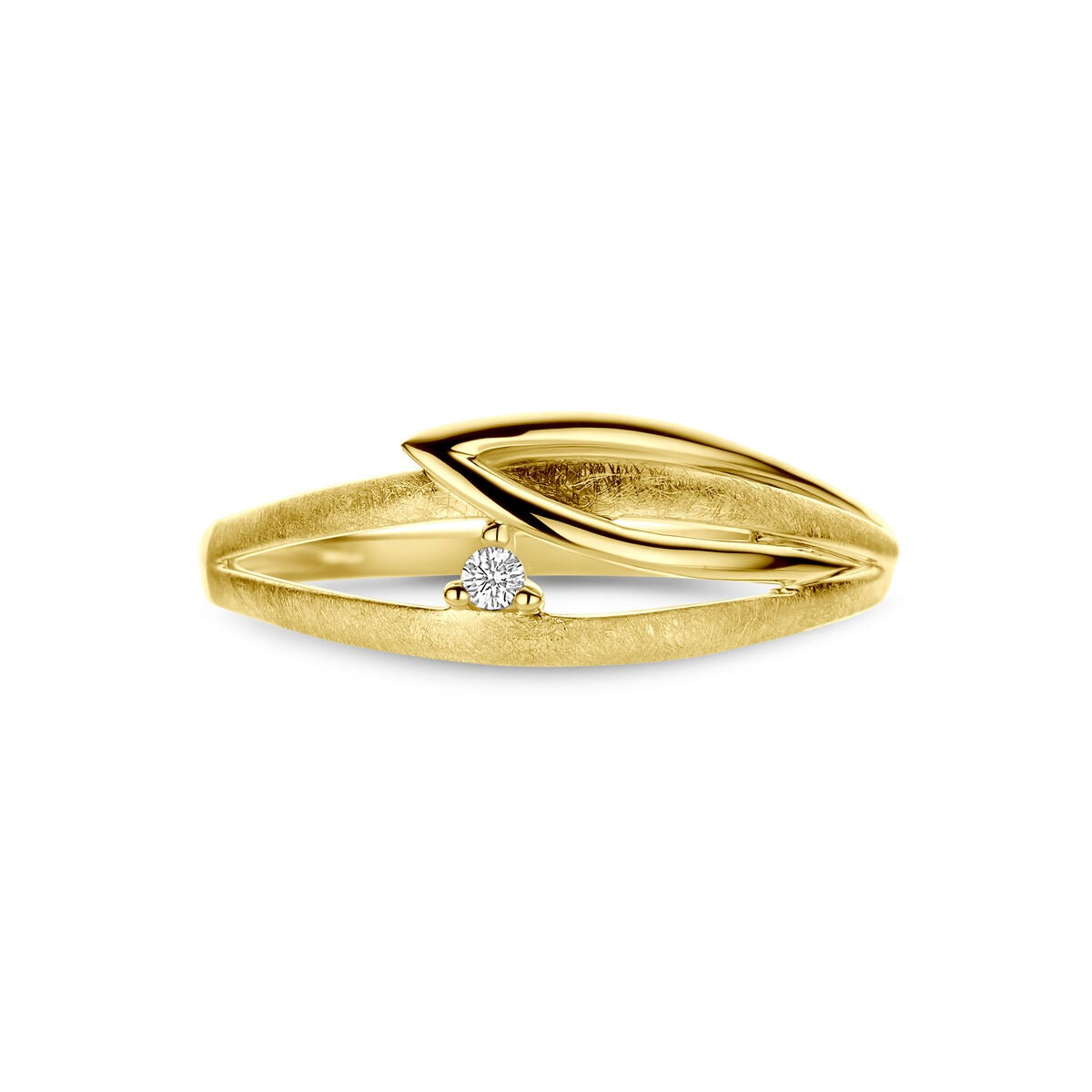 Bague pour femme en or jaune 14k avec diamant – 7 mm de large