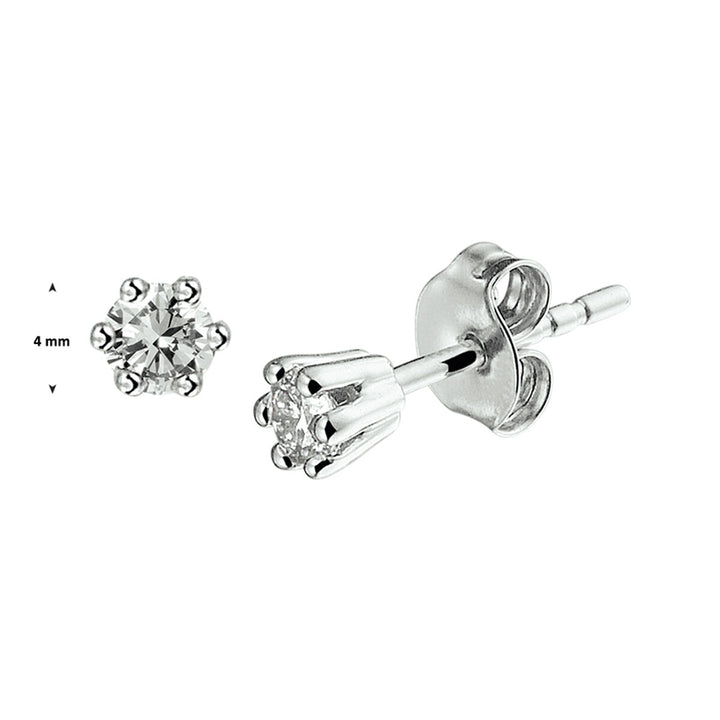 14k witgouden oorknopjes met diamant – briljant geslepen 0.10ct