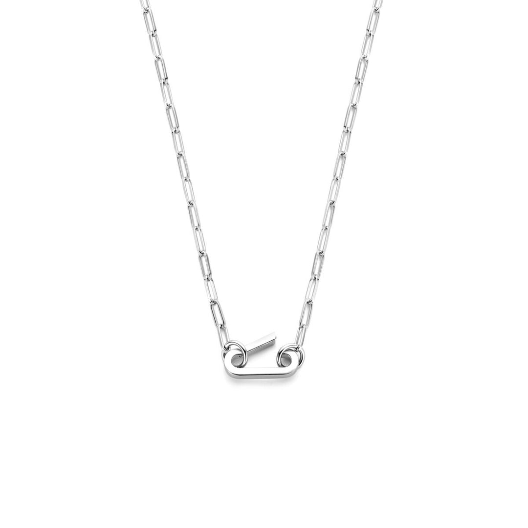 Zilveren paperclip ketting met connector – gerhodineerd 925 zilver
