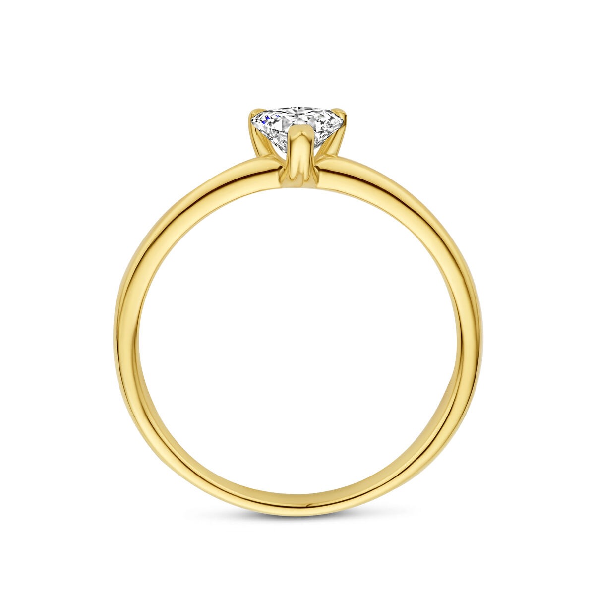 Bague en or jaune 14k avec diamant lab grown en forme de cœur 0.30ct