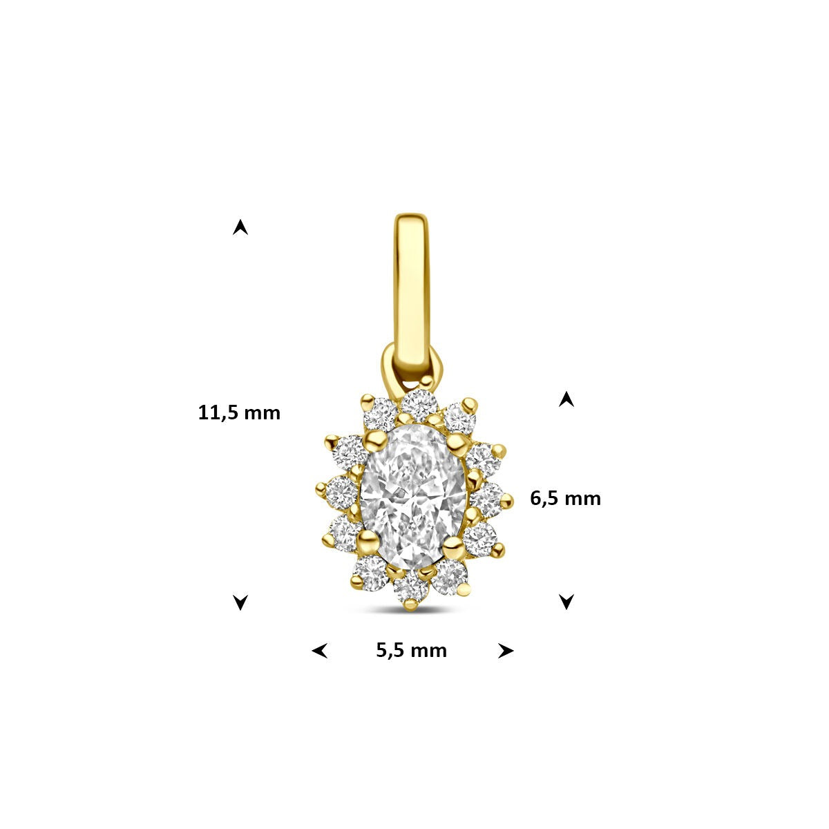 pendentif en or jaune 14k avec diamant cultivé en laboratoire 0,21 ct