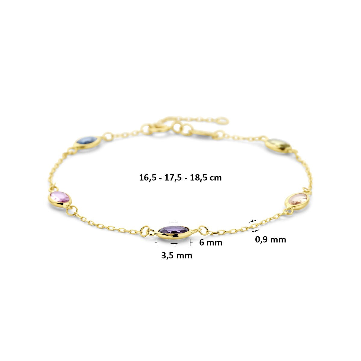 Bracelet en or jaune 14k avec pierres précieuses synthétiques