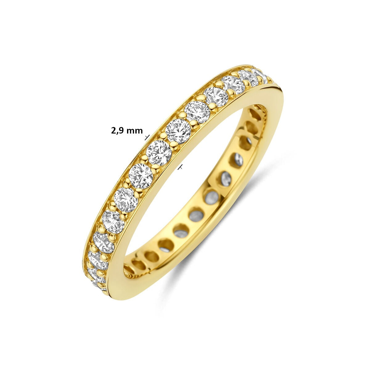 Bague en argent 925 plaqué or avec zircone 2.9 mm