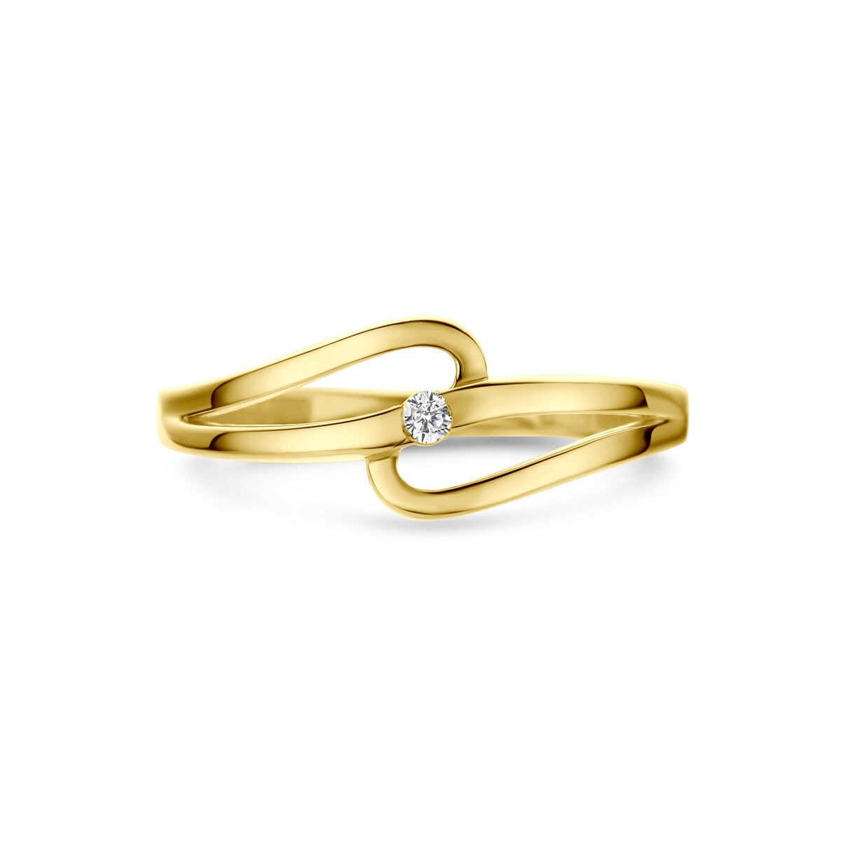Bague en or jaune 14k avec zircone solitaire