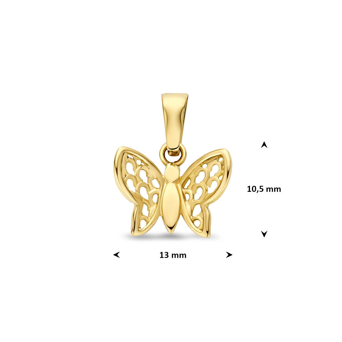 breloque papillon en or jaune 9k
