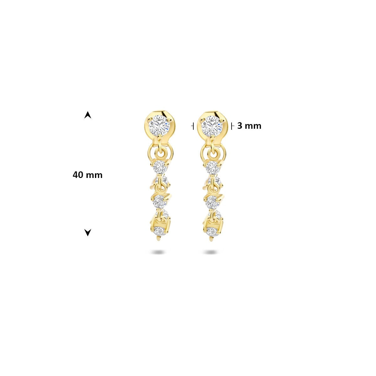 Boucles d'oreilles plaquées or en argent avec zircone - argent 925
