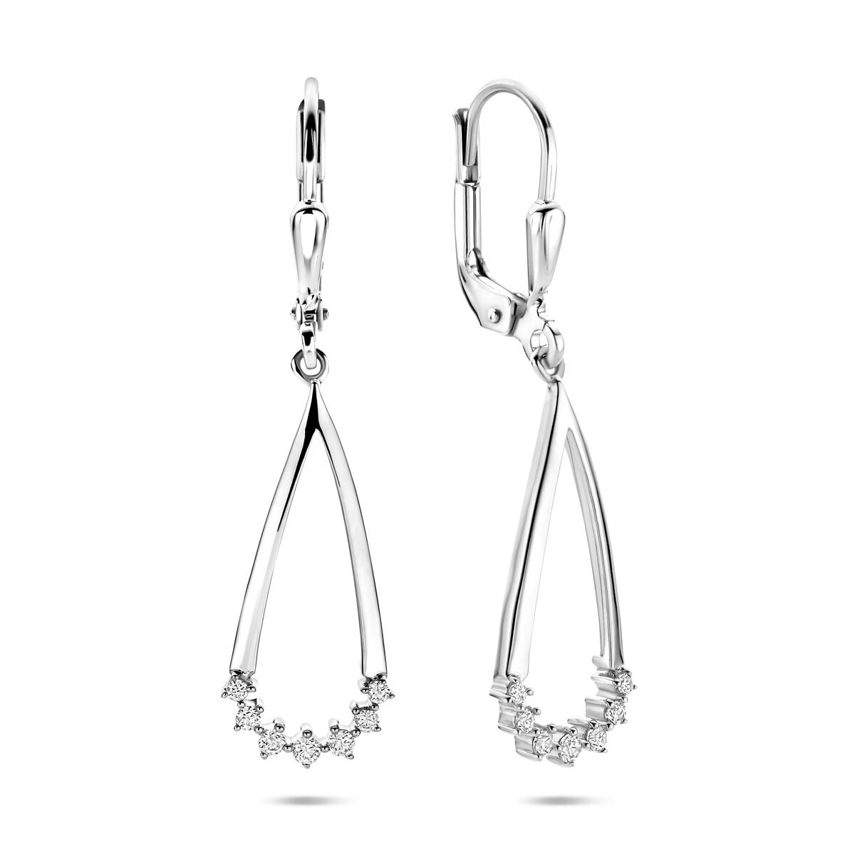 Boucles d'oreilles en argent avec zircone – rhodiées