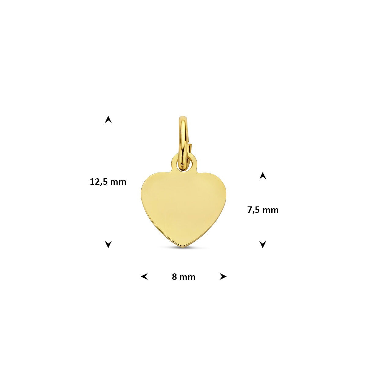 Collier en or jaune 9k avec pendentif en forme de cœur