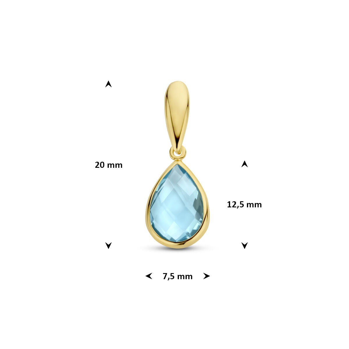 Pendentif en or jaune 9k avec topaze bleue