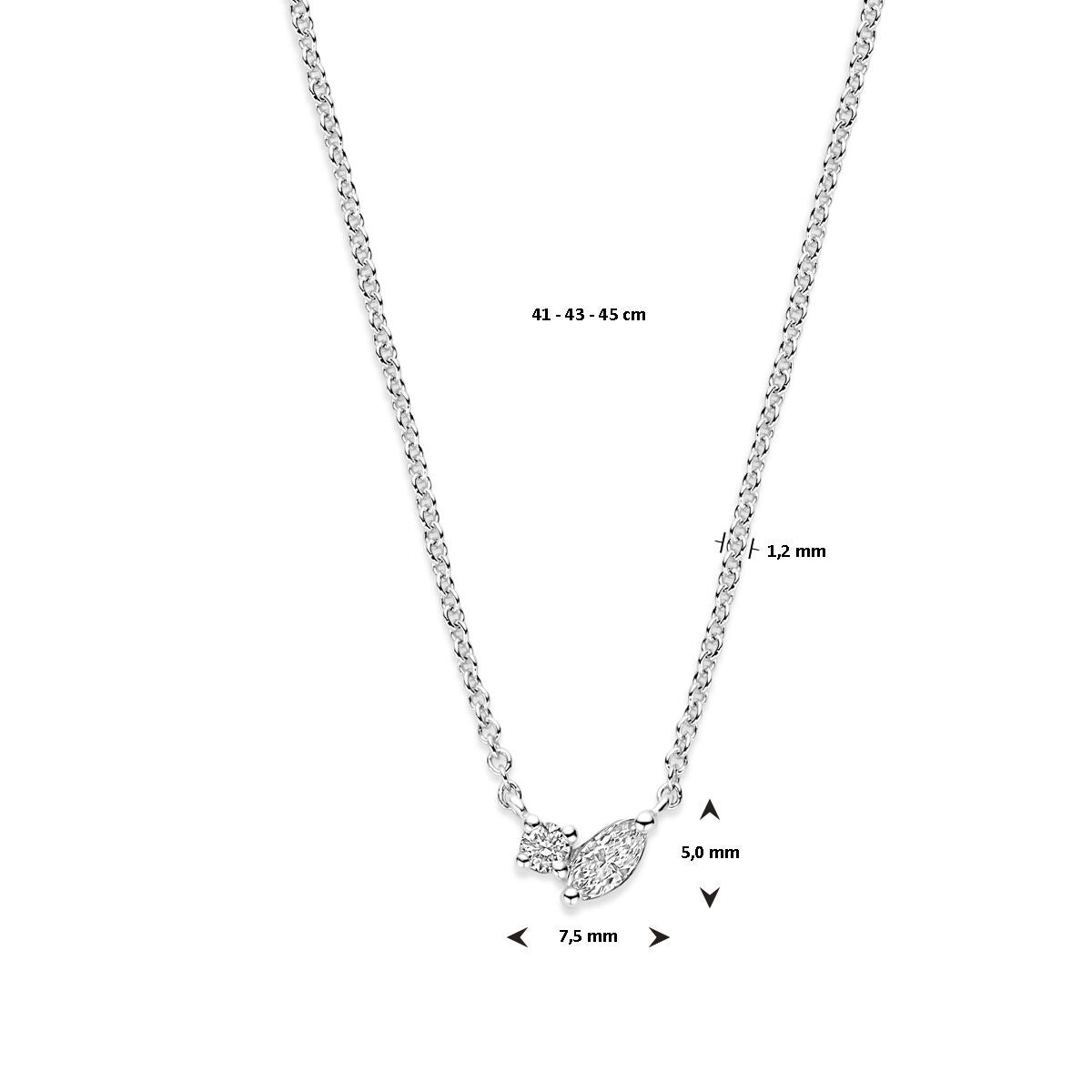 Collier en or blanc pour femme – collier 14k avec diamant marquise