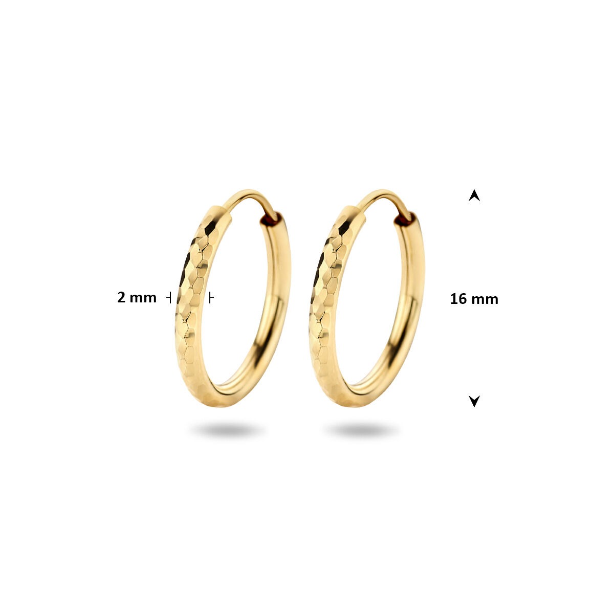 Créoles en or jaune avec tube diamanté – 14k