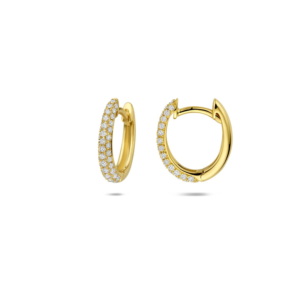 Créoles en or jaune 14k avec rangée de diamants