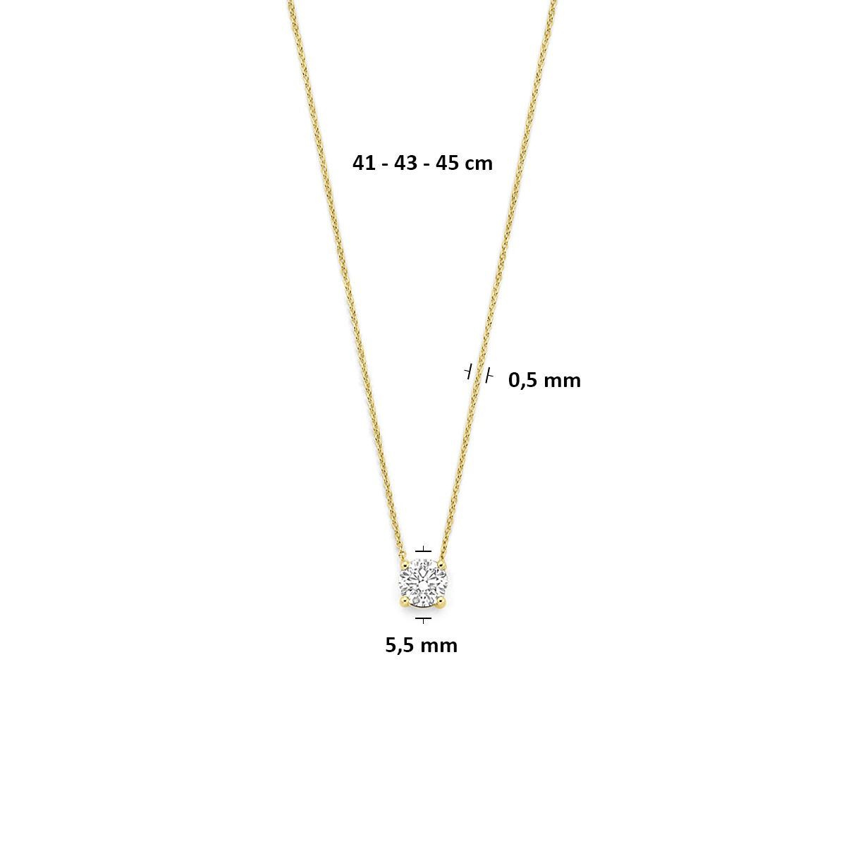 collier en or jaune 14k avec diamant cultivé en laboratoire