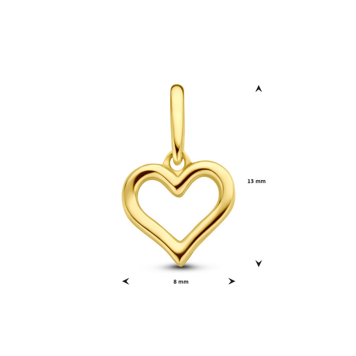 Pendentif en or jaune 14k en forme de cœur - Symbole d'amour