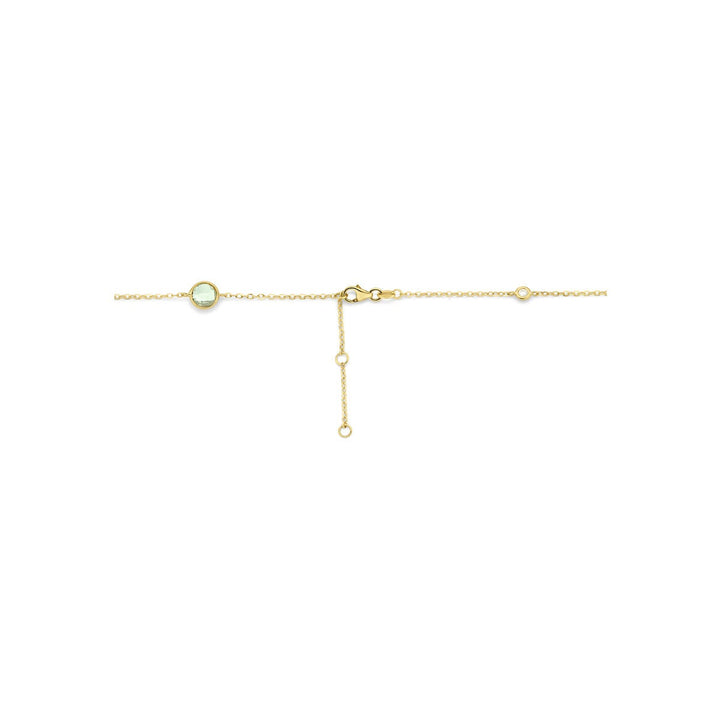 14k geelgouden collier met groene amethist en diamant 0,25 ct