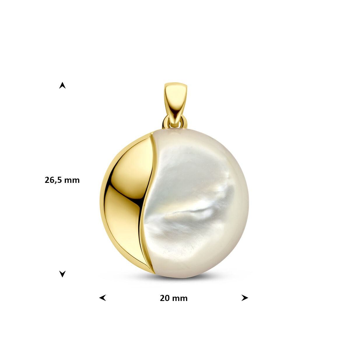 pendentif en or jaune avec nacre 20 mm