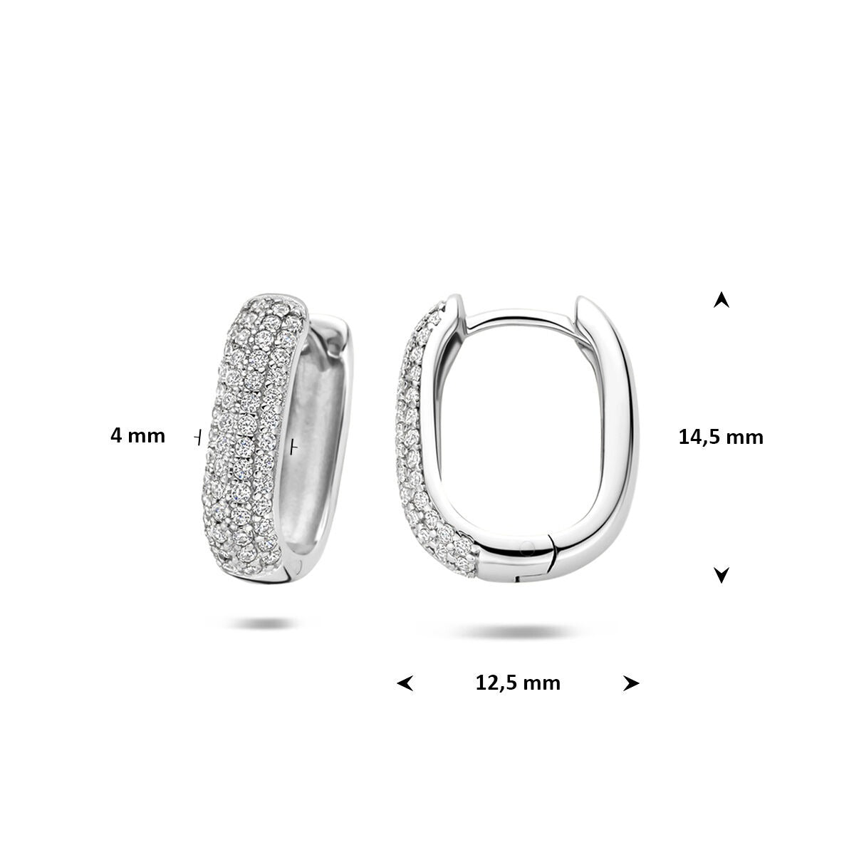 Créoles en argent 925 rhodiées avec zircone
