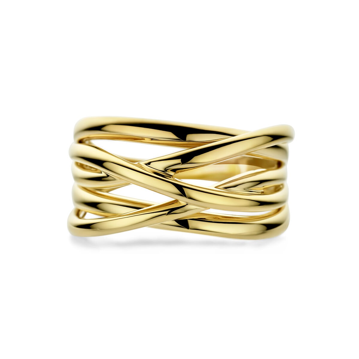 Bague pour femme en or jaune 14k avec large bande de 11 mm
