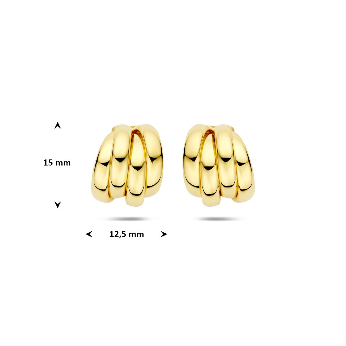 Boucles d'oreilles en argent 925 plaqué or 15 x 12.5 mm