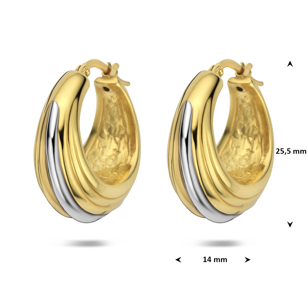 Boucles d'oreilles en argent 925 plaqué or 16,5 x 10 mm pour femme