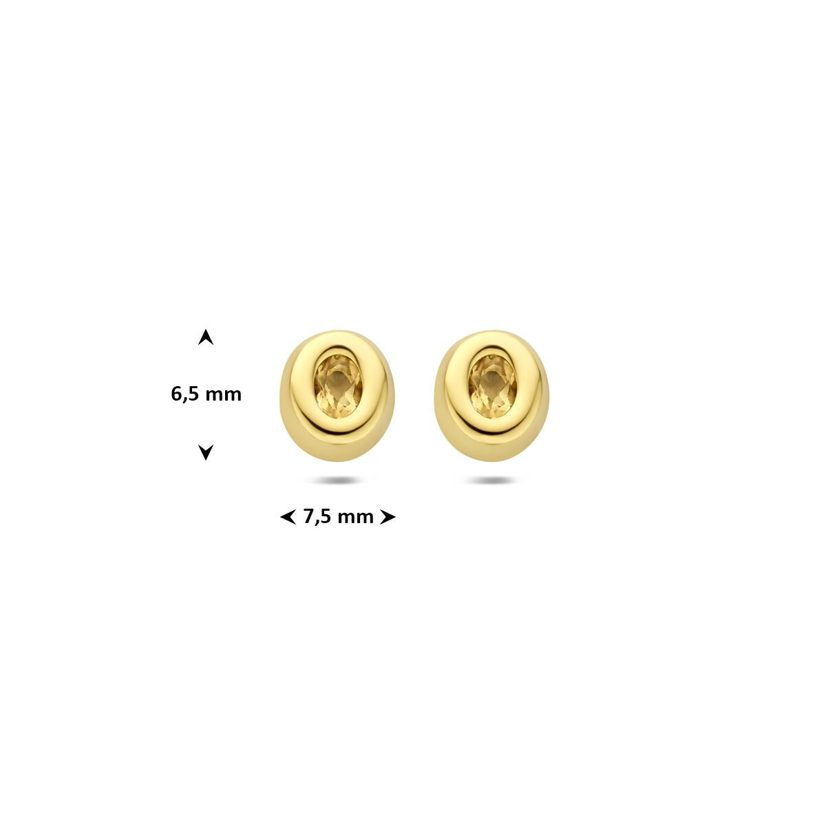 Puces d'oreilles en or jaune 9k avec citrine