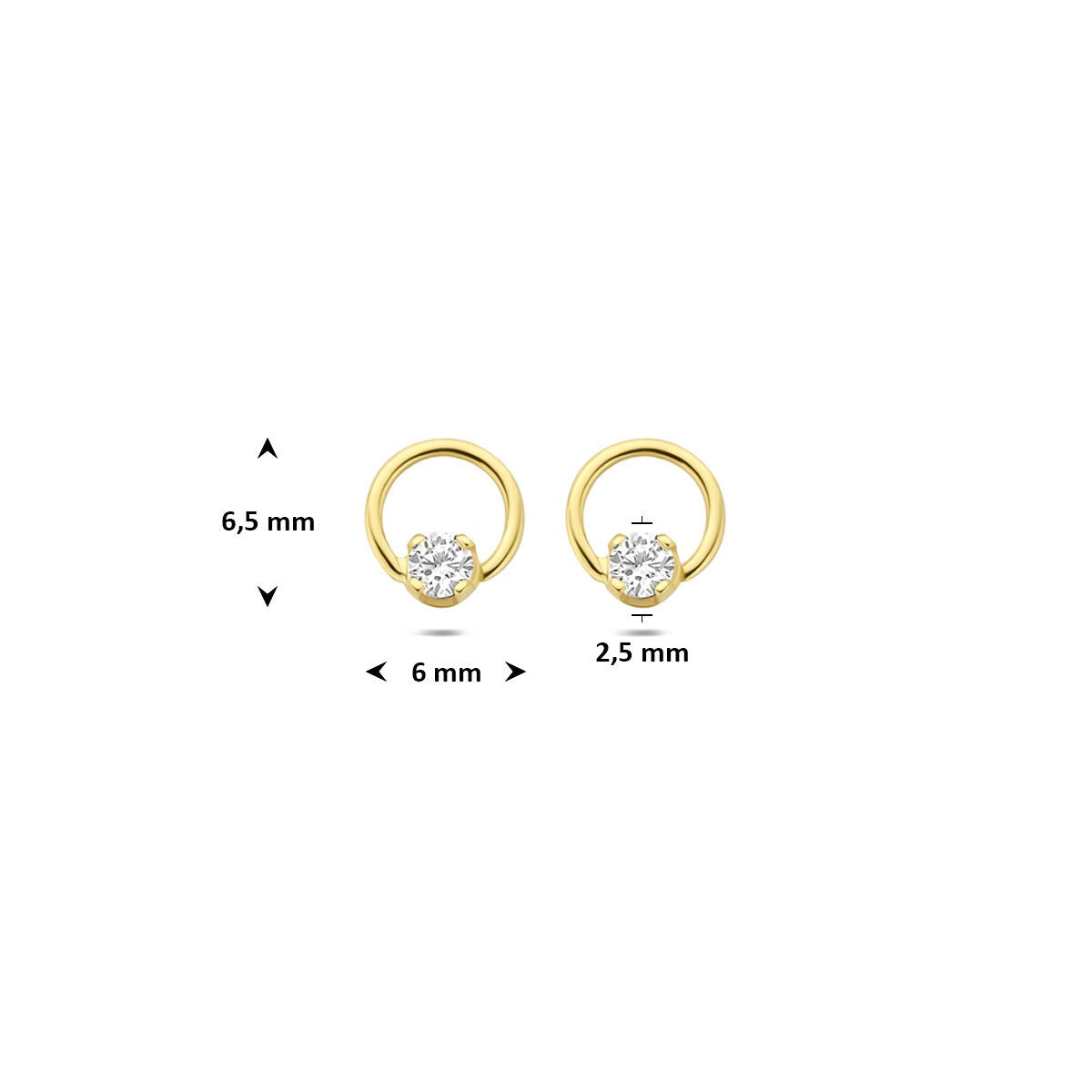 puces d'oreilles en or jaune 14k avec diamant lab grown 0,13 ct