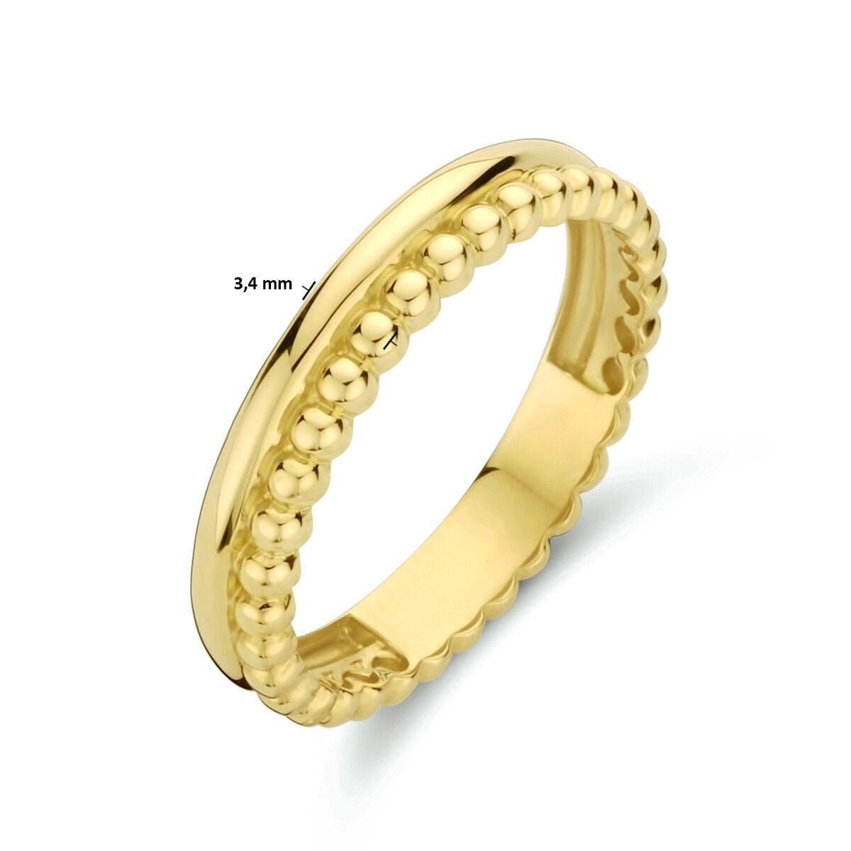 bague pour femme en or jaune 9k avec motif à billes – ludique et élégant