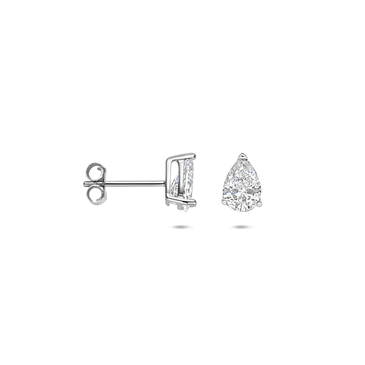 Puces d'oreilles en argent avec zircone en forme de poire – 7.5 x 5.5 mm