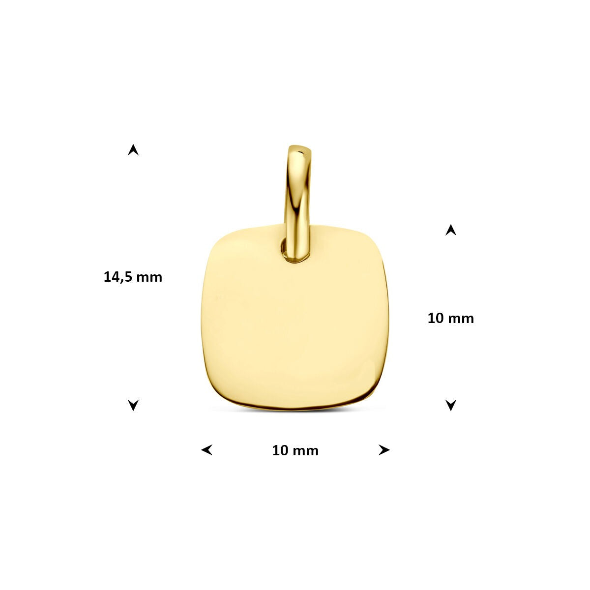 Pendentif gravé carré en or jaune 14k