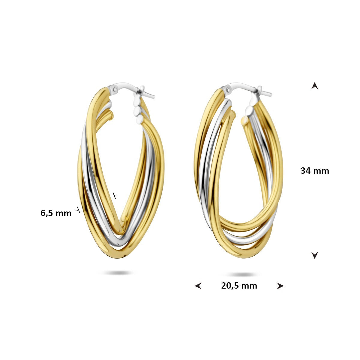 Créoles ovales bicolores en argent – contraste élégant en or et argent