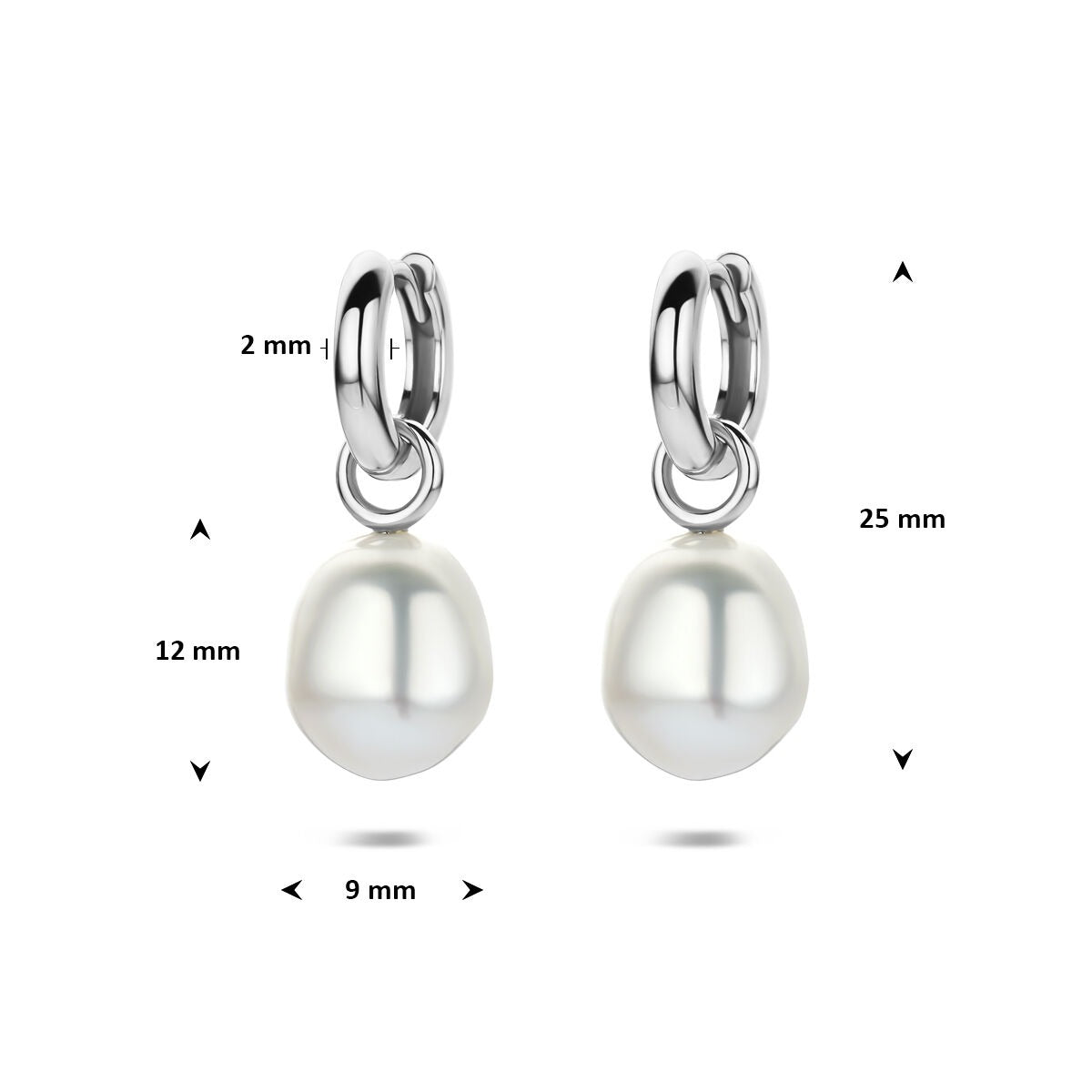 Créoles en argent rhodié avec perle
