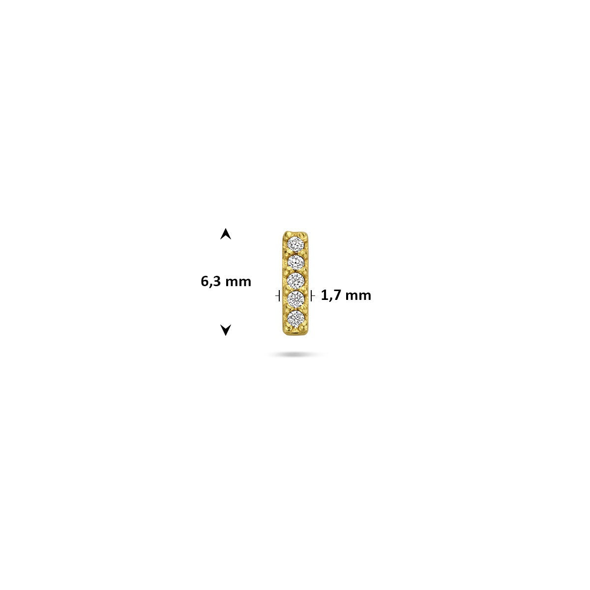 Piercing plaqué or en argent 925 avec rangée rectangulaire de zircones
