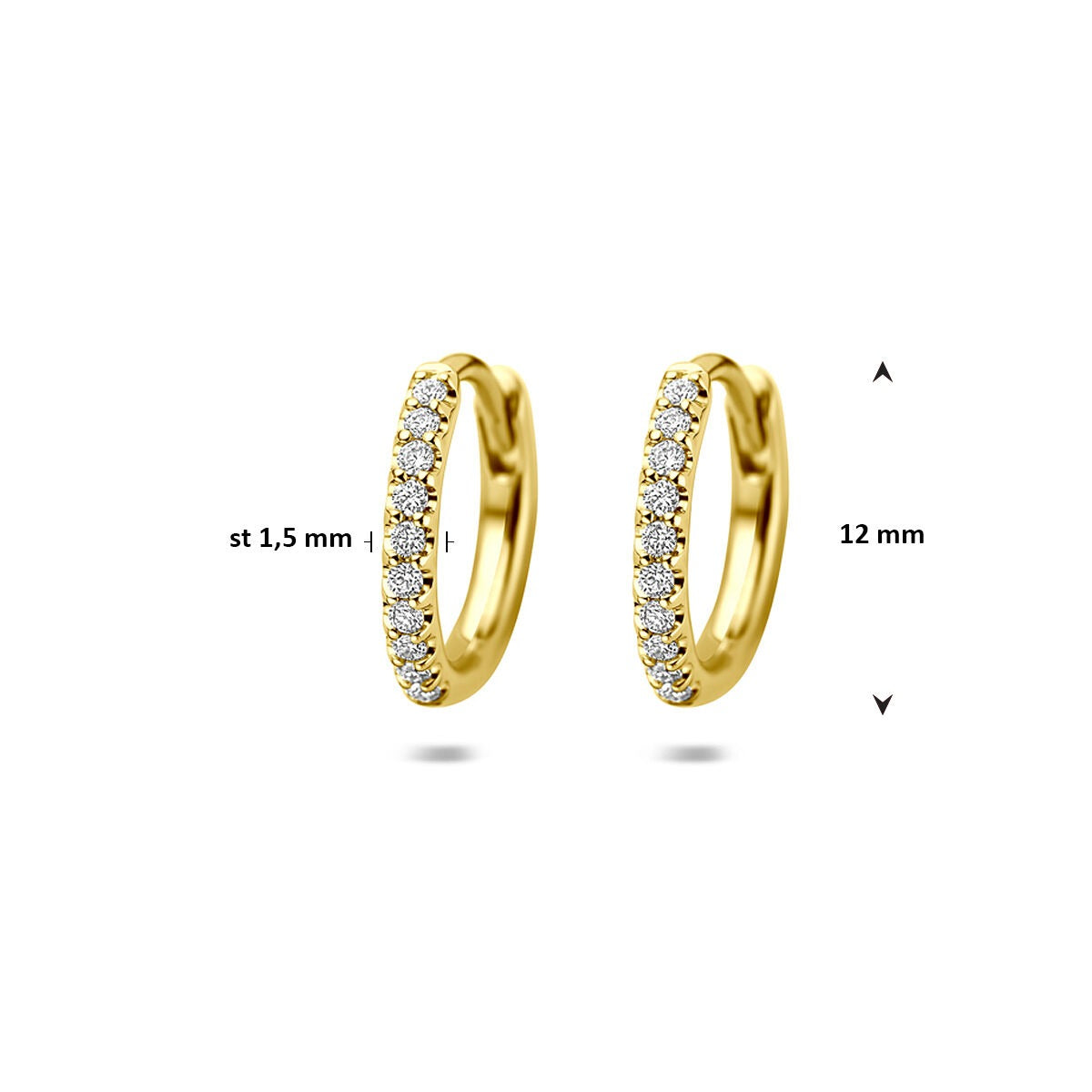 Créoles en or jaune 14k avec diamant cultivé en laboratoire