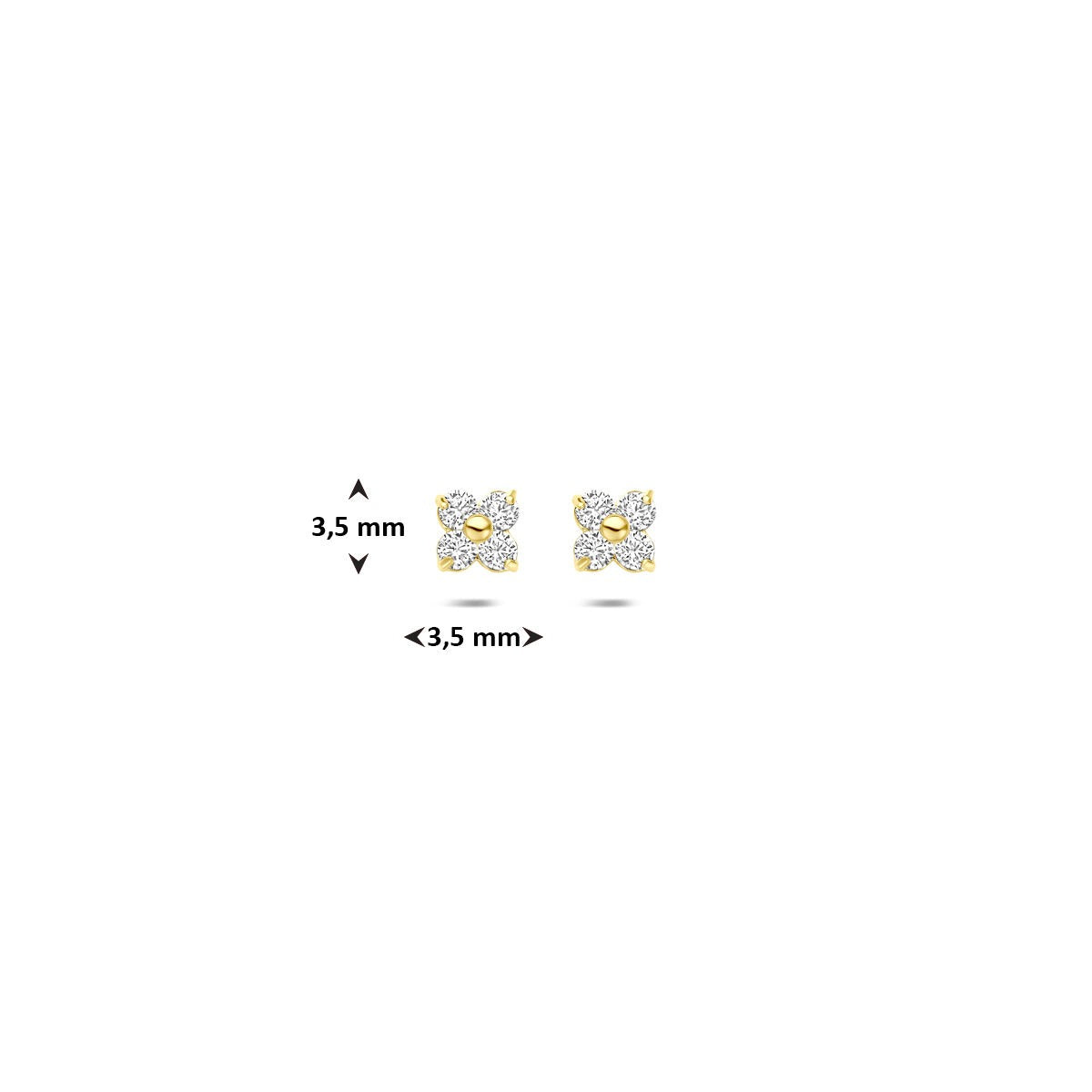 Puces d'oreilles Fleur en Or Jaune 9k avec Zircone