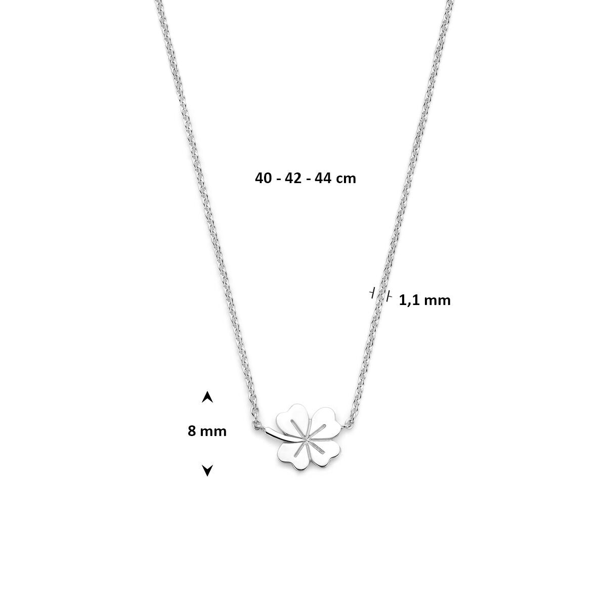 Collier en argent 925 rhodié avec trèfle