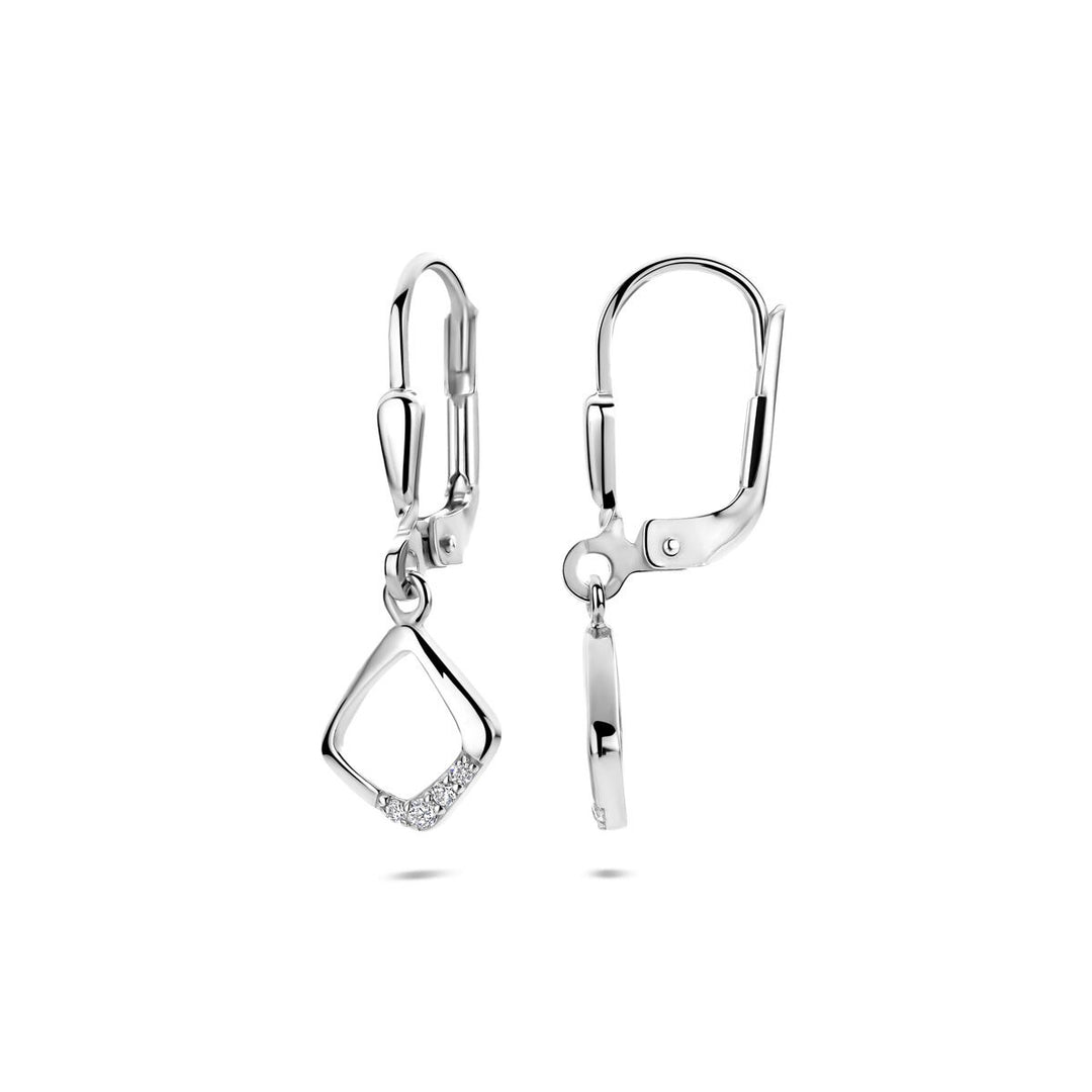 Zilveren oorhangers met zirkonia rij – 25 mm