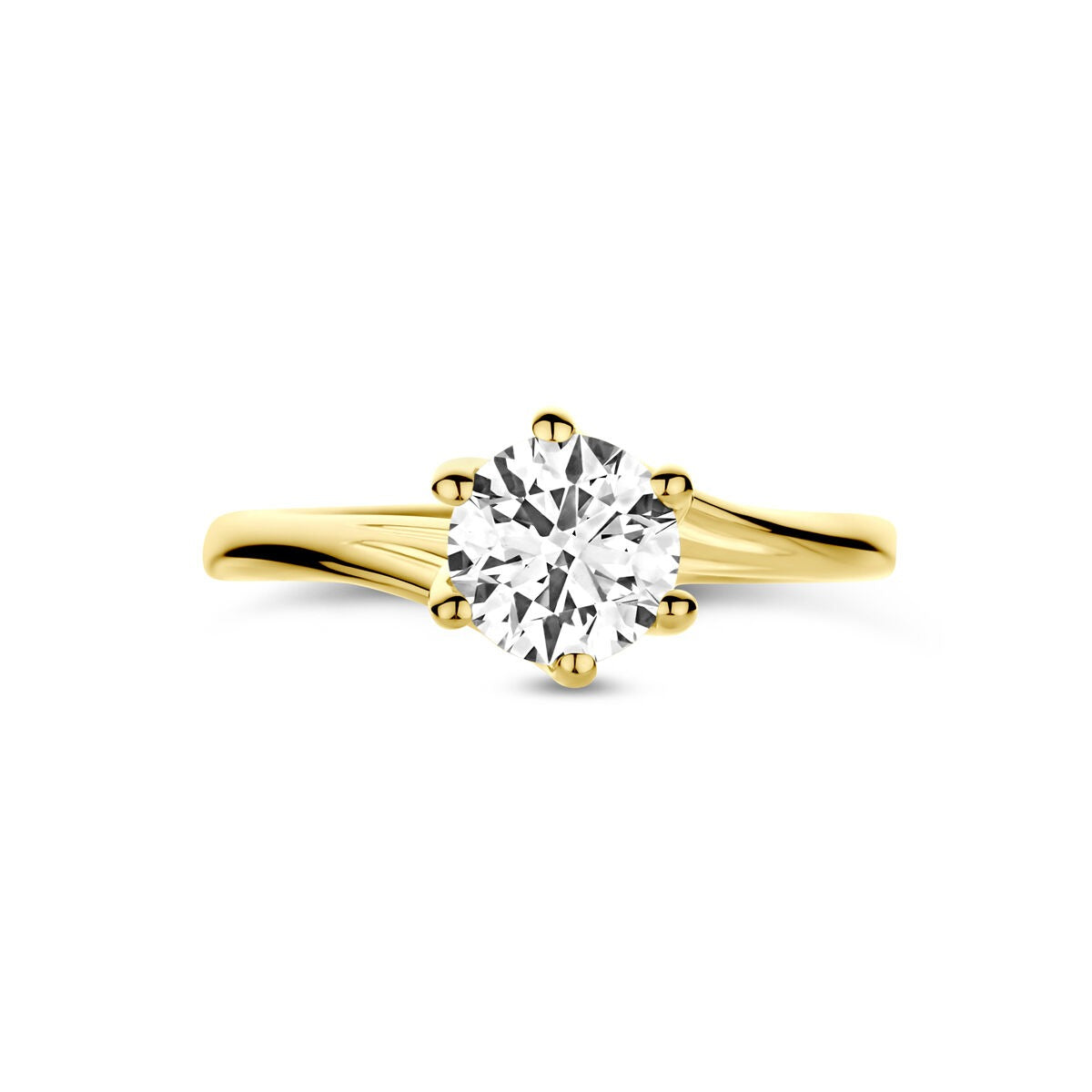 Bague en or jaune 14k avec diamant de culture de 1.00ct