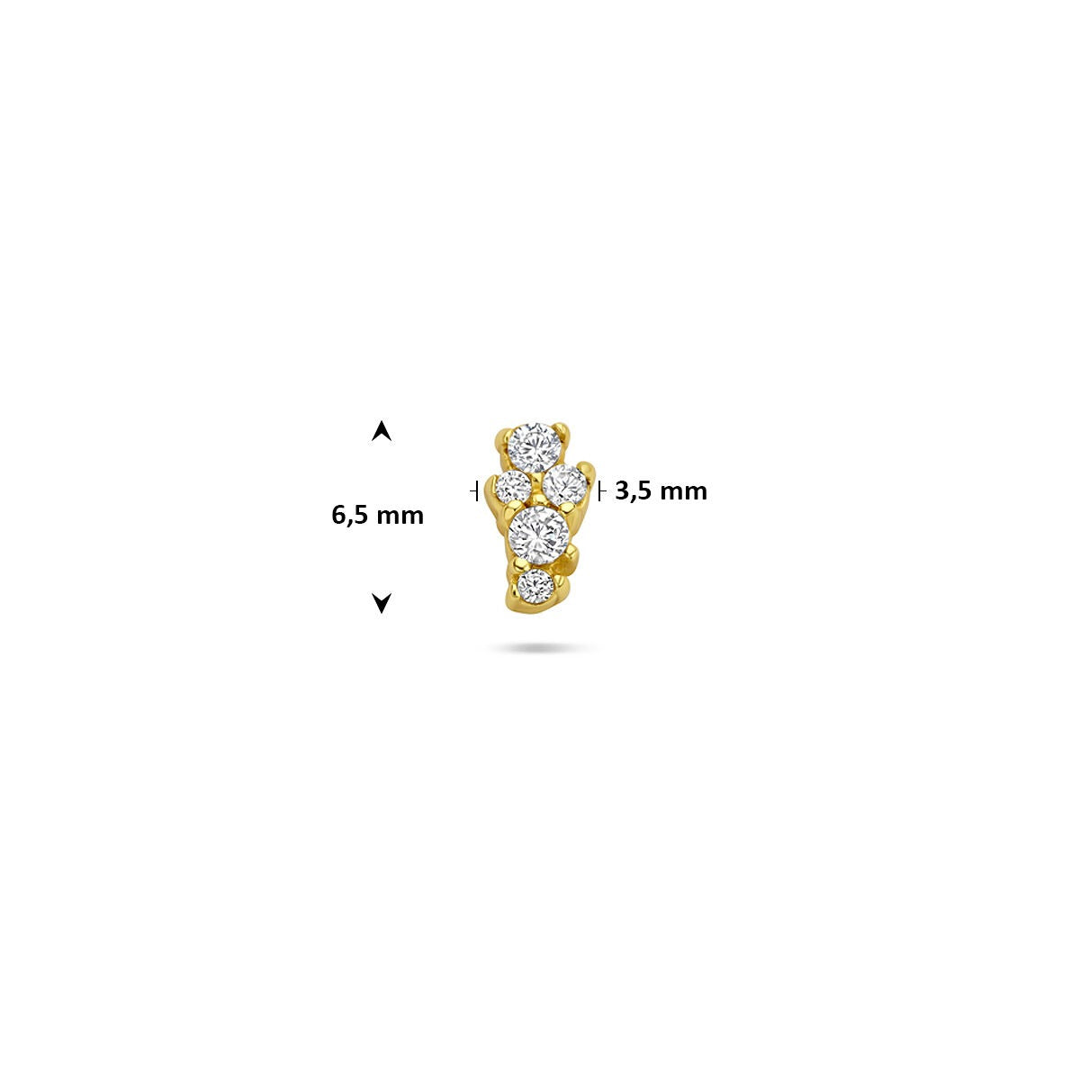 Piercing plaqué or en argent 925 à dos plat avec zircone